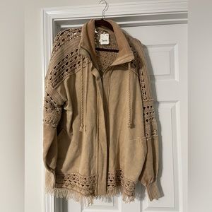 NWT Free People Crotchet Zip front cardigan.